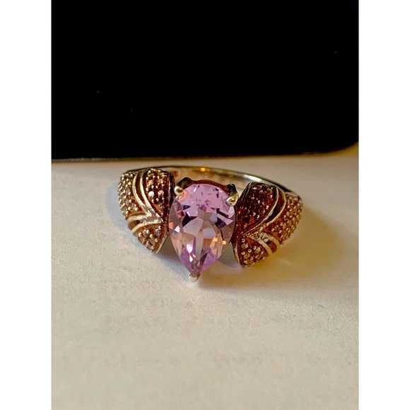 Amethyst rose gold vermeil teardrop ring size 6.25 925 - Picture 2 of 12